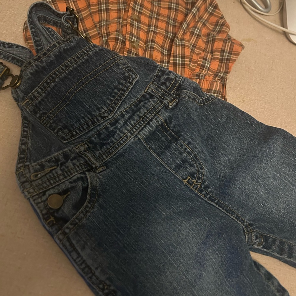 The Children's Place Orange Plaid Button Down Shirt